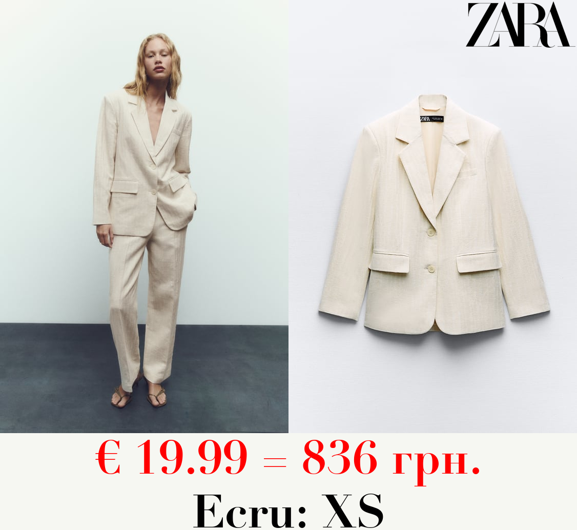 CREASED-EFFECT STRAIGHT RUSTIC BLAZER