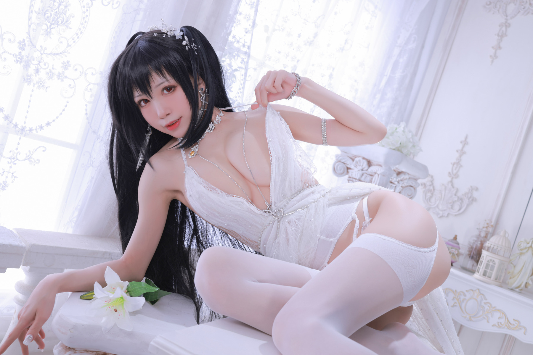 水淼aqua Cosplay 大凤婚纱 48