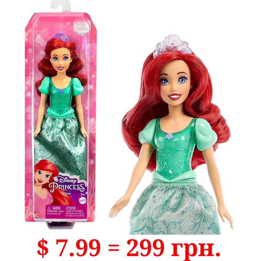 Mattel Disney Princess Ariel Fashion Doll, Sparkling Look with Red Hair, Blue Eyes & Tiara Accessory