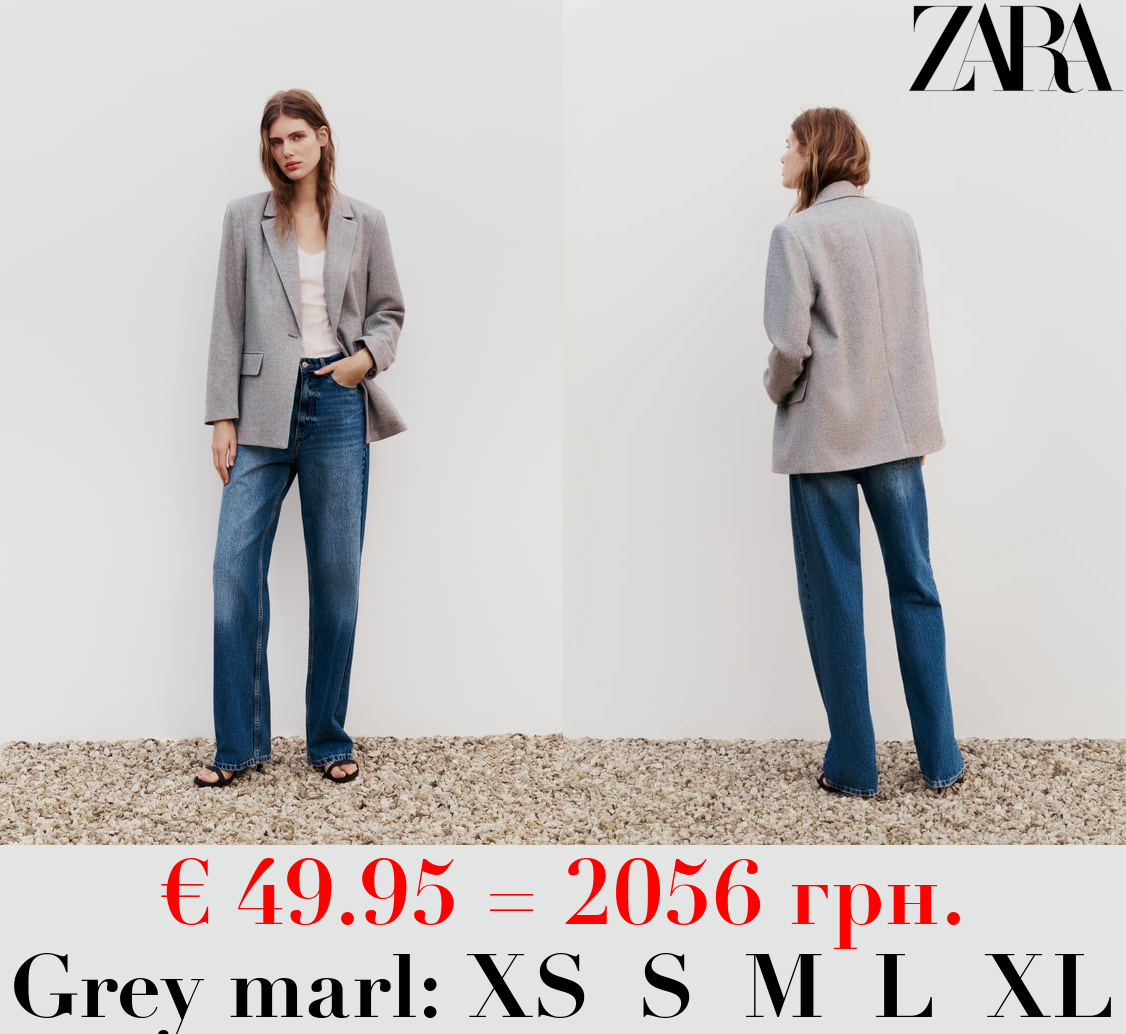 STRAIGHT FIT HERRINGBONE BLAZER