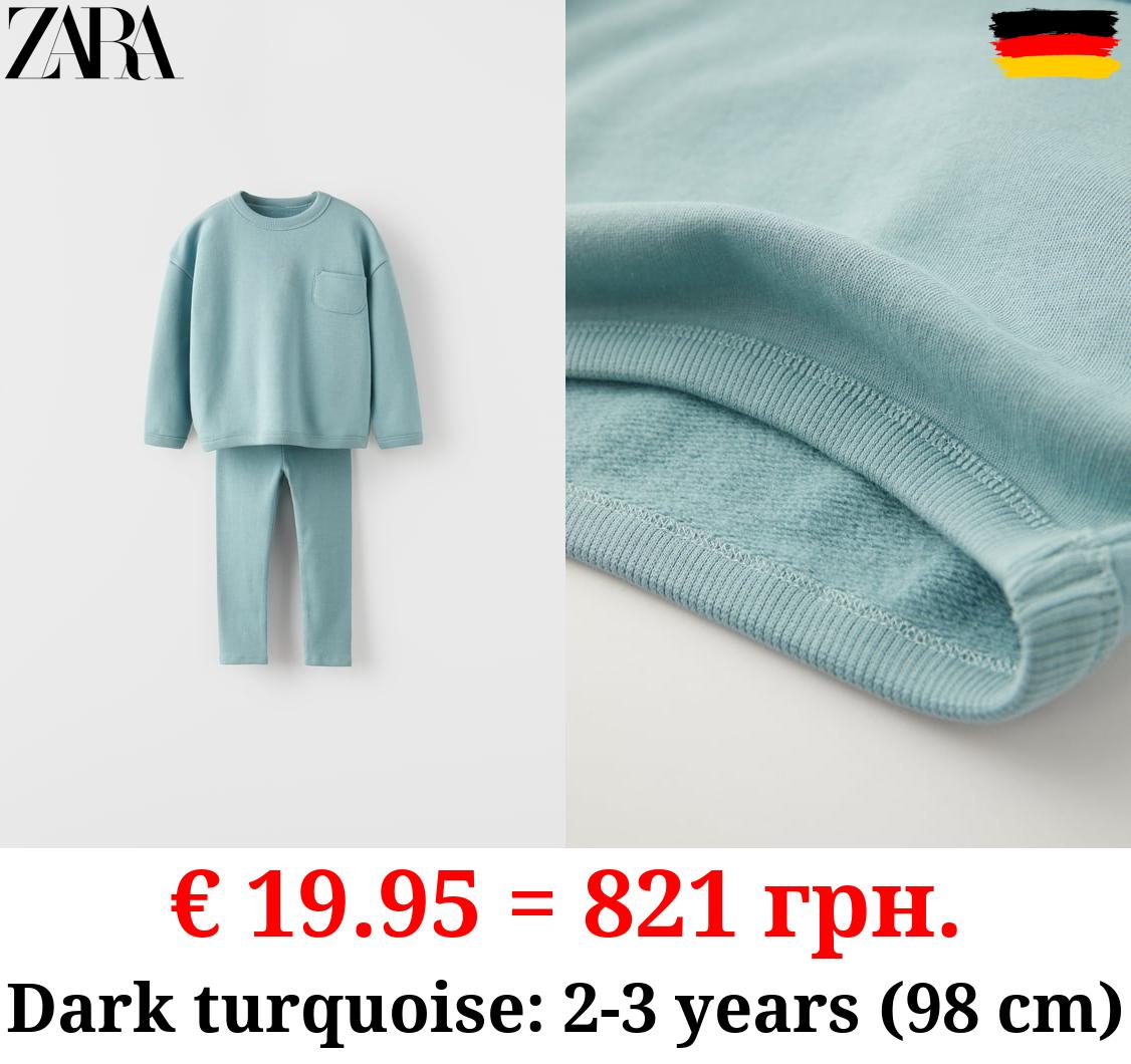 PLAIN PLUSH SWEATSHIRT AND LEGGINGS CO-ORD