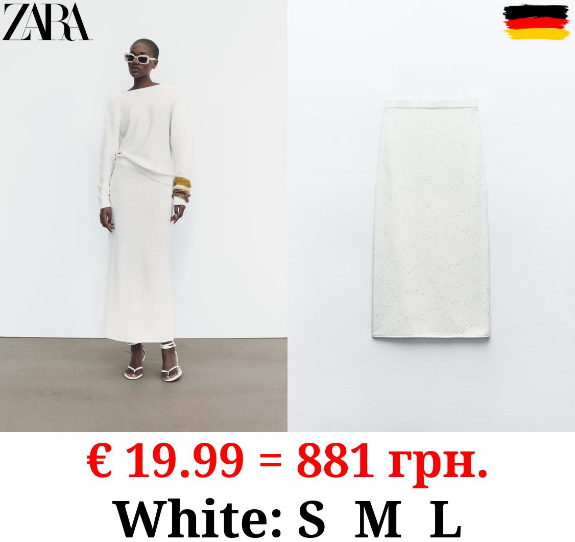 SEQUINNED KNIT MIDI SKIRT