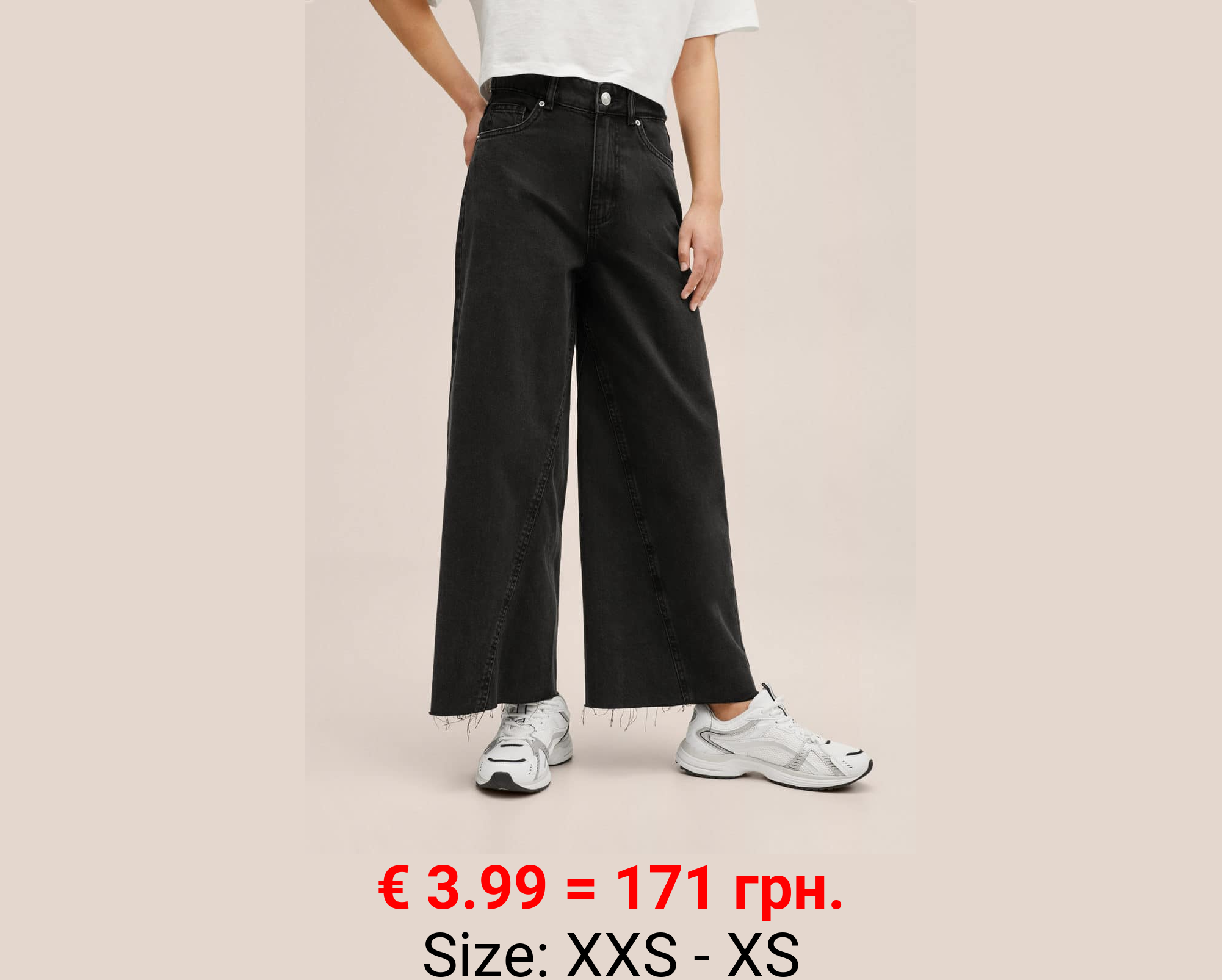 Jeans culotte bajo deshilachado