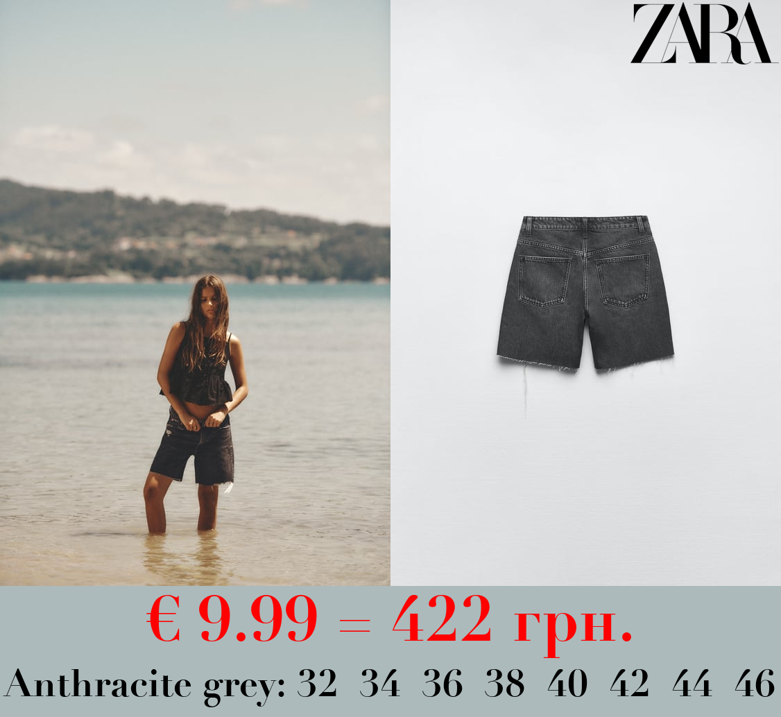 LOOSE FIT DENIM TRF BERMUDA SHORTS