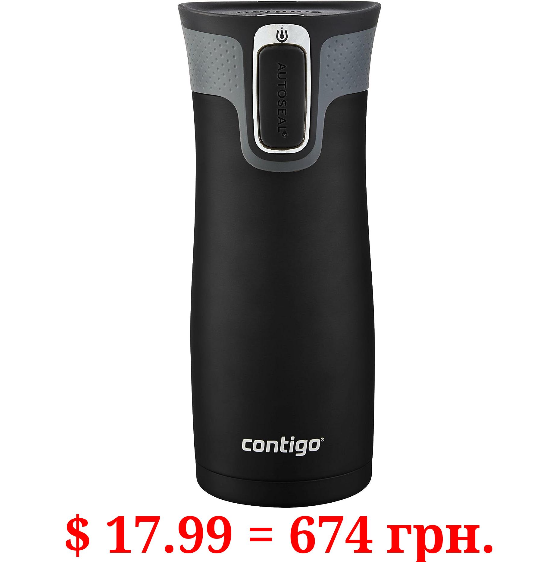 Contigo West Loop Stainless Steel Vacuum-Insulated Travel Mug with Spill-Proof Lid, Keeps Drinks Hot up to 5 Hours and Cold up to 12 Hours, 16oz Matte Black