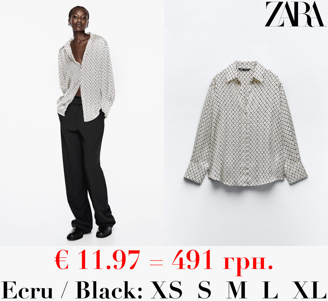 SATIN GEOMETRIC PRINT SHIRT