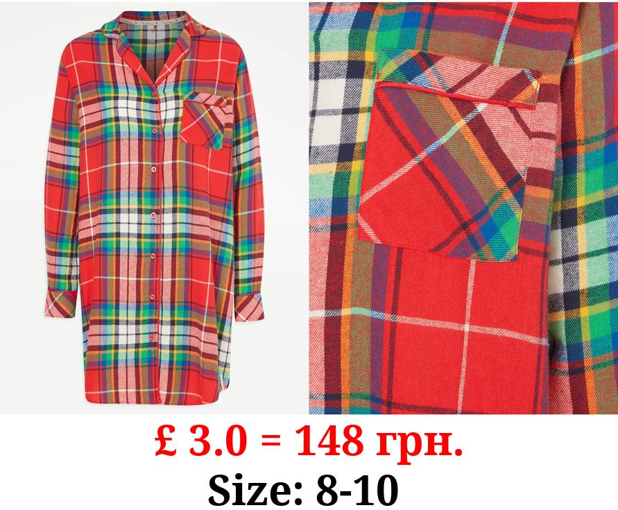 Red Checked Matching Womens Family Christmas Nightdress