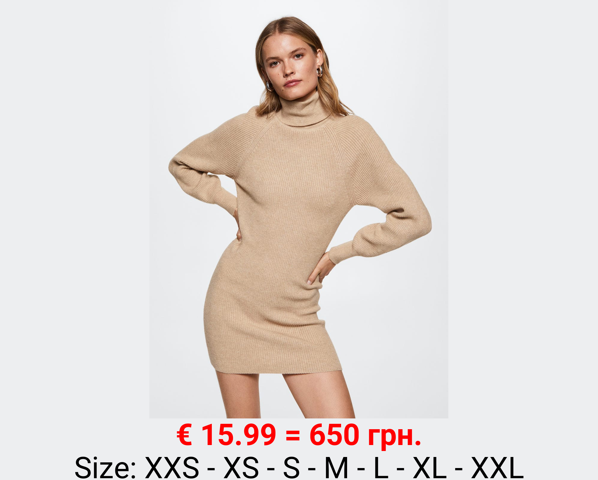 Vestido canalé cuello vuelto