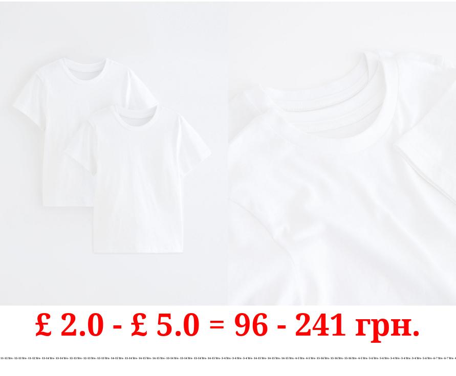 White Crew Neck School T-Shirt 2 Pack