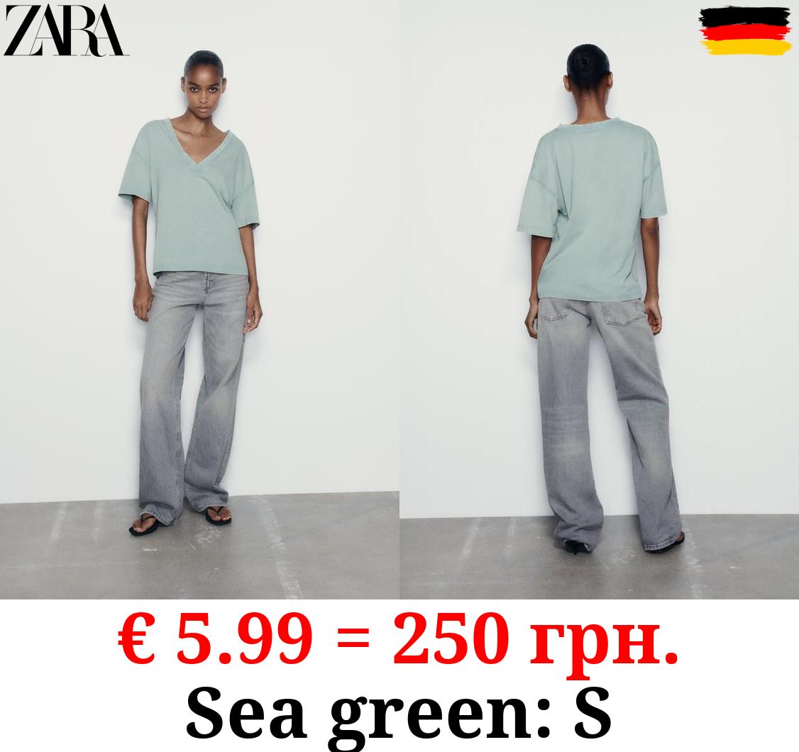 FADED-EFFECT V-NECK T-SHIRT