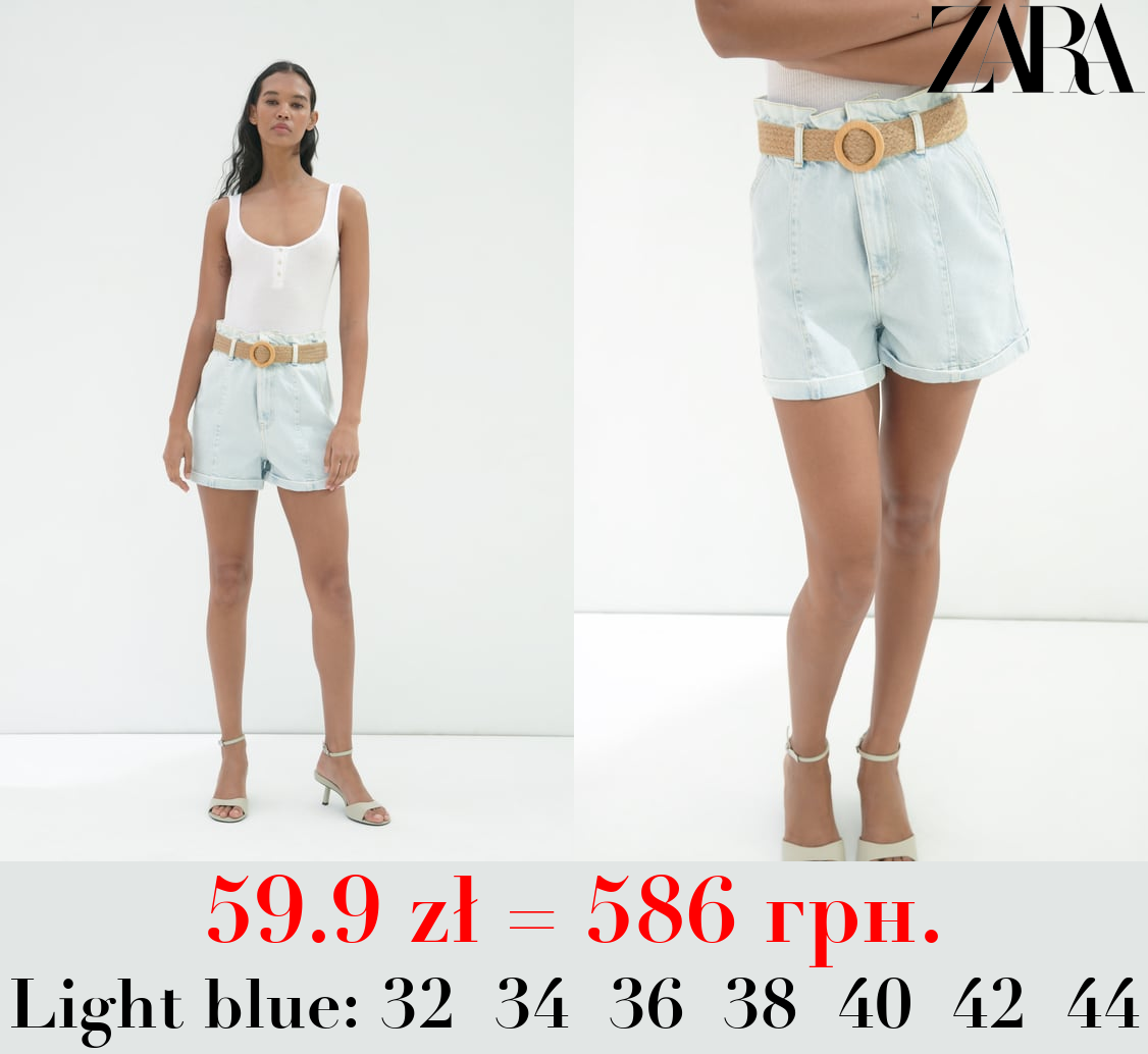 Z1975 BAGGY BELTED DENIM BERMUDA SHORTS