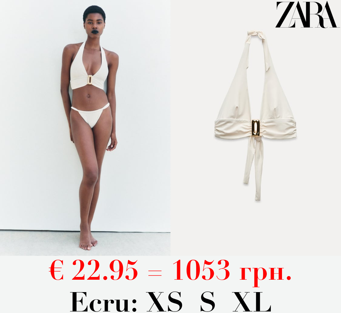 TRIANGLE BIKINI TOP WITH METAL PIECE