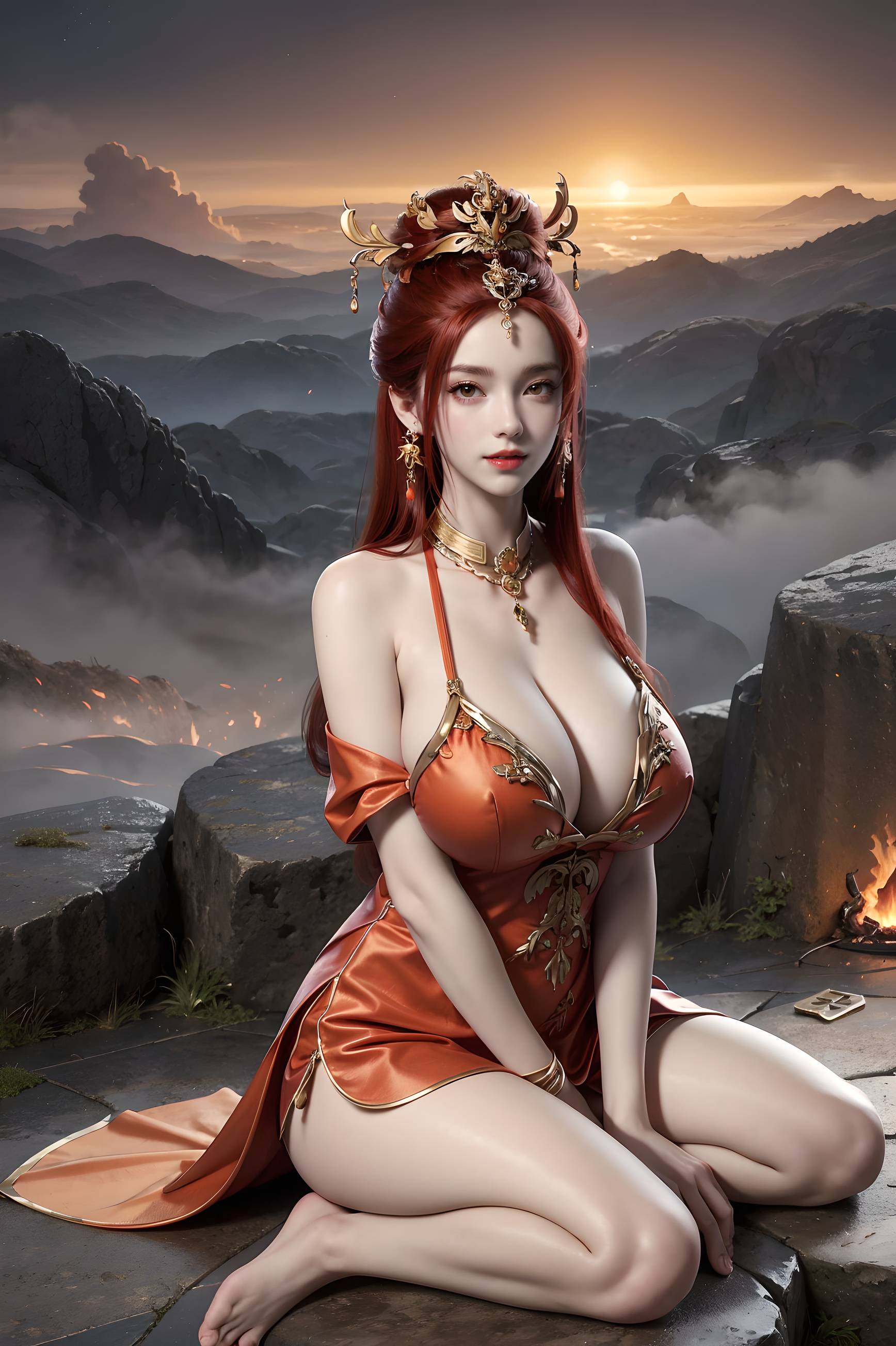图片[89]-完美世界-曼珠沙华 户外红色礼服-六色网