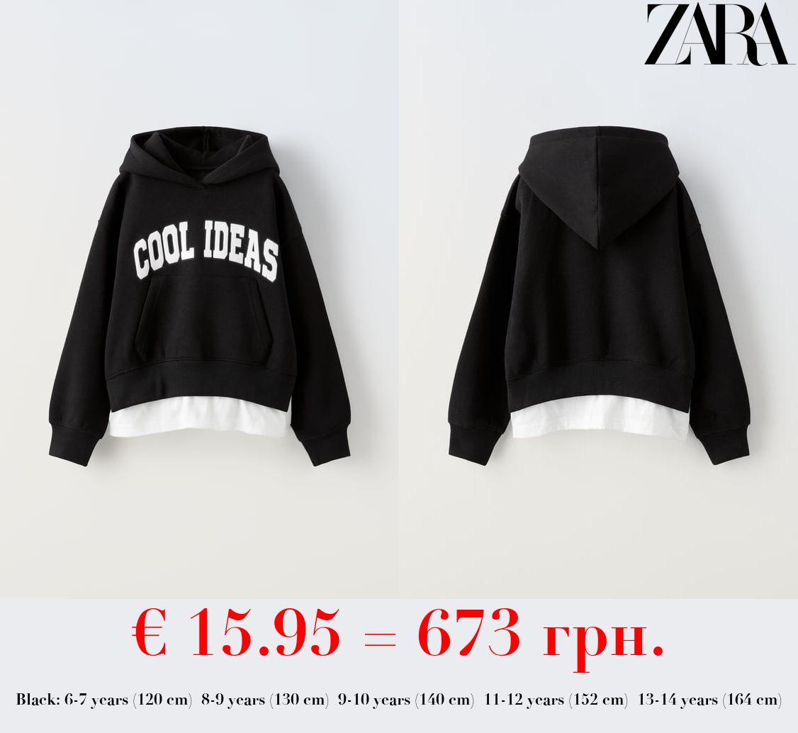 FLOCKED CONTRAST SLOGAN HOODIE