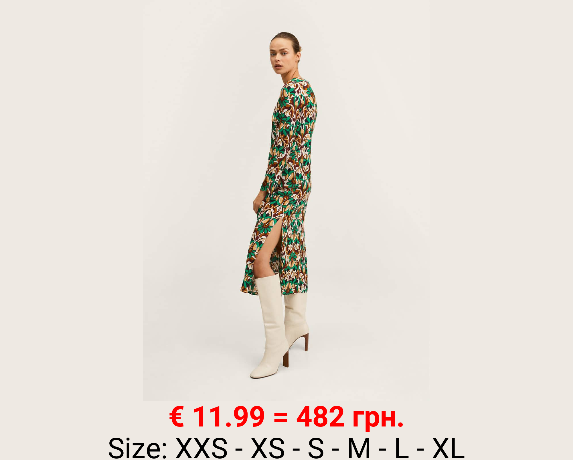 Vestido estampado abertura 