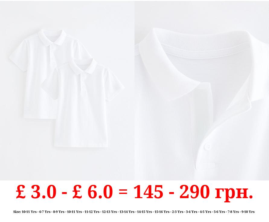 Easy On White Short Sleeve School Polo Shirts 2 Pack