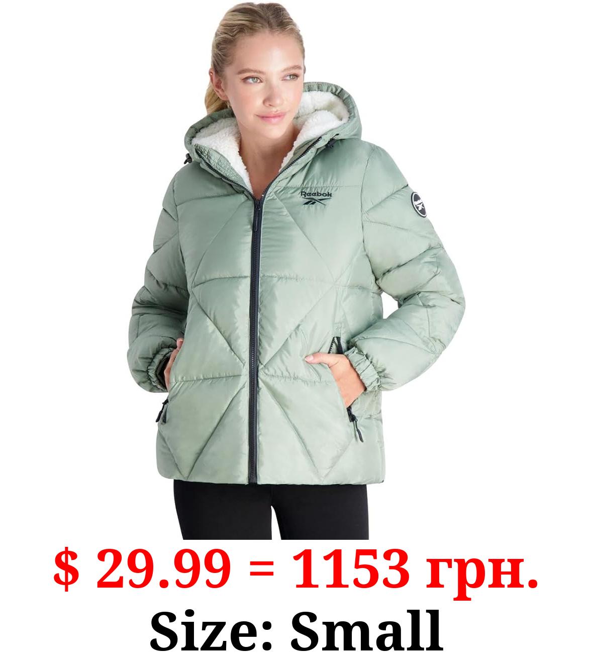 Reebok Women’s Sherpa Lined Quilted Winter Puffer Coat
