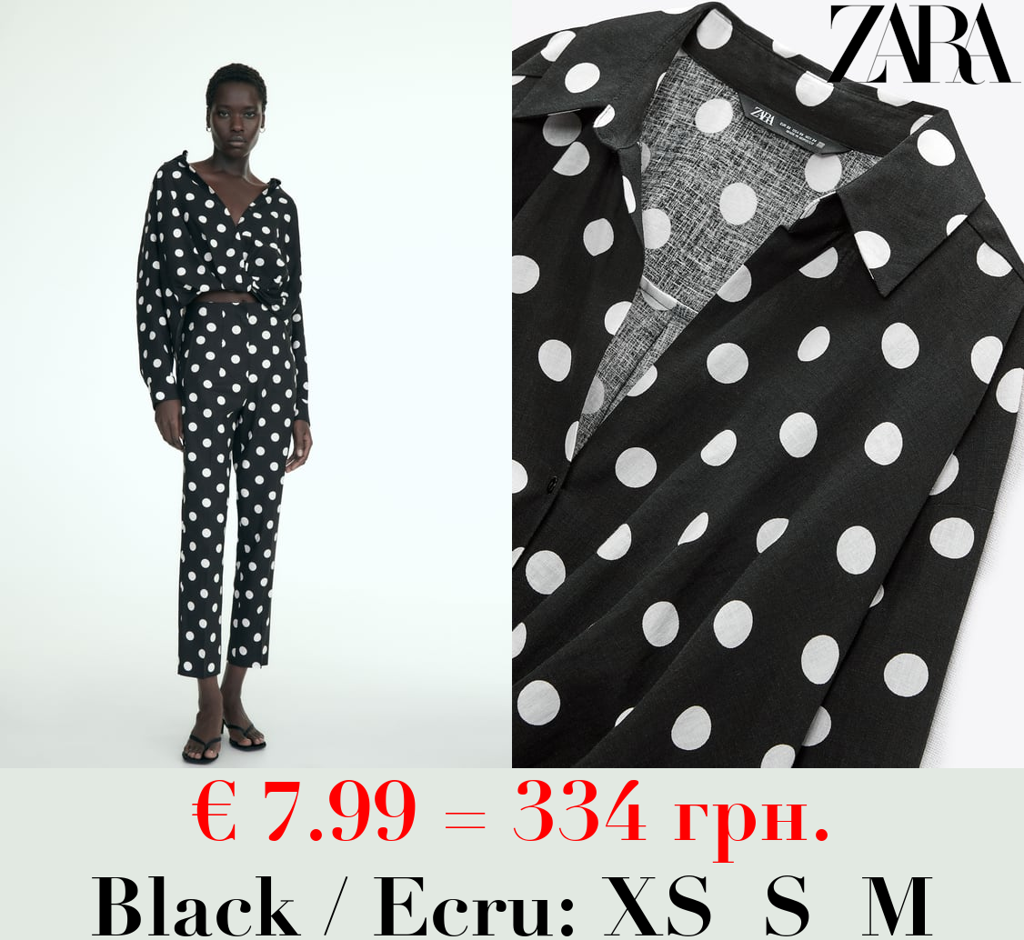 LINEN-BLEND SHIRT WITH POLKA DOTS