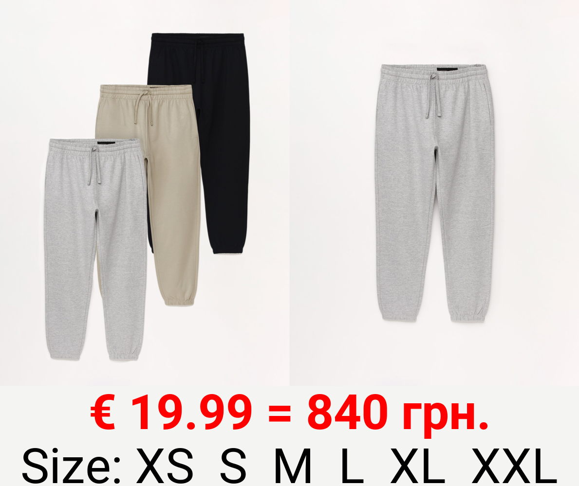 Pack of 3 pairs of basic joggers