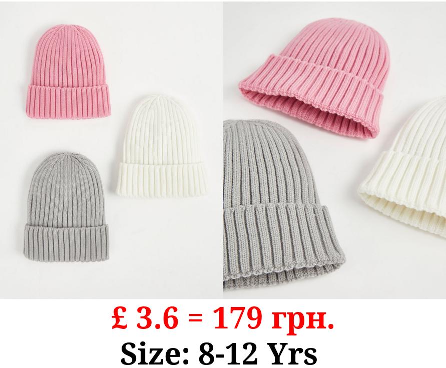 Knitted Beanie Hats 3 Pack