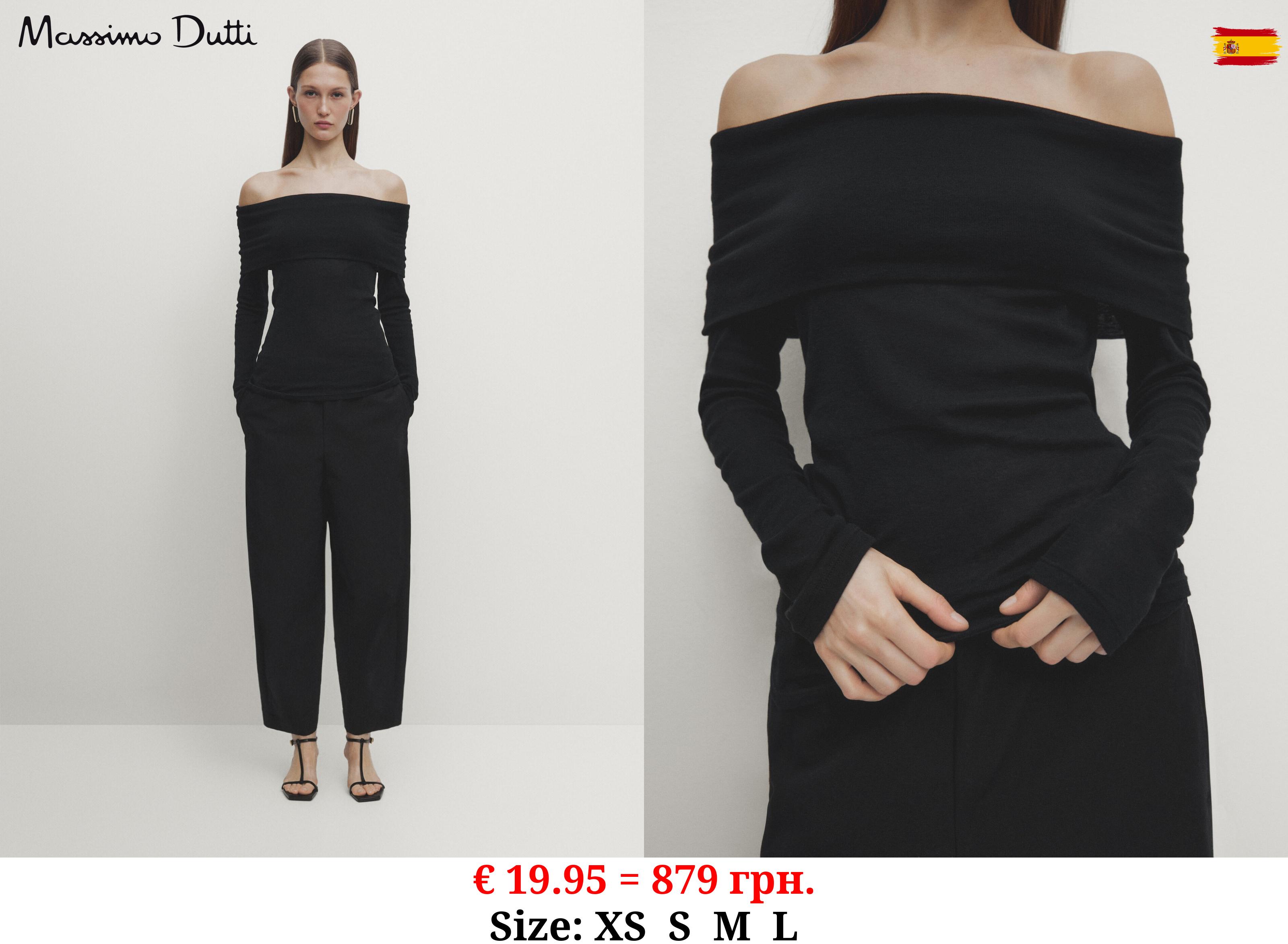 Long off-the-shoulder top BLACK