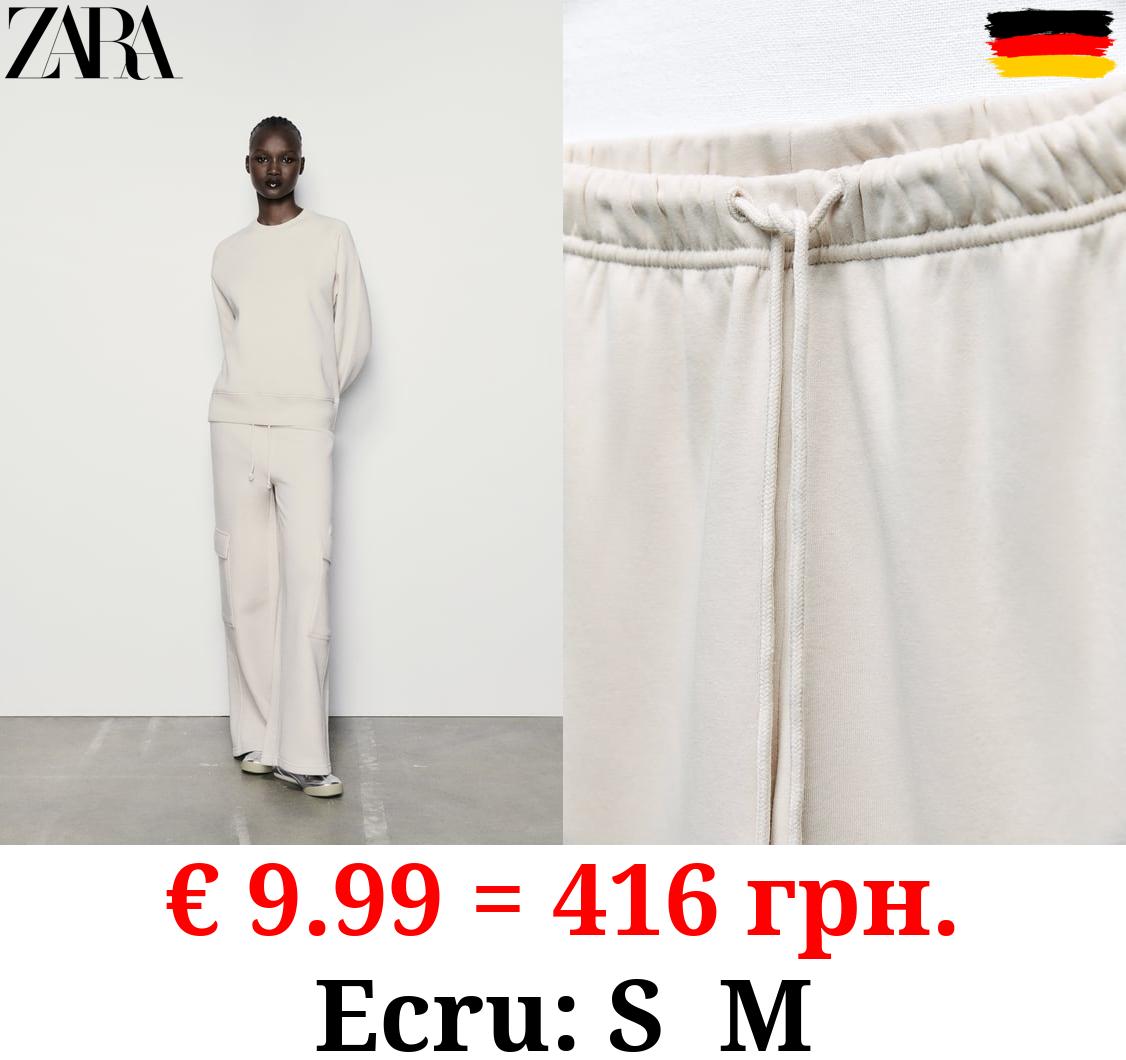 STRAIGHT-LEG PLUSH CARGO TROUSERS