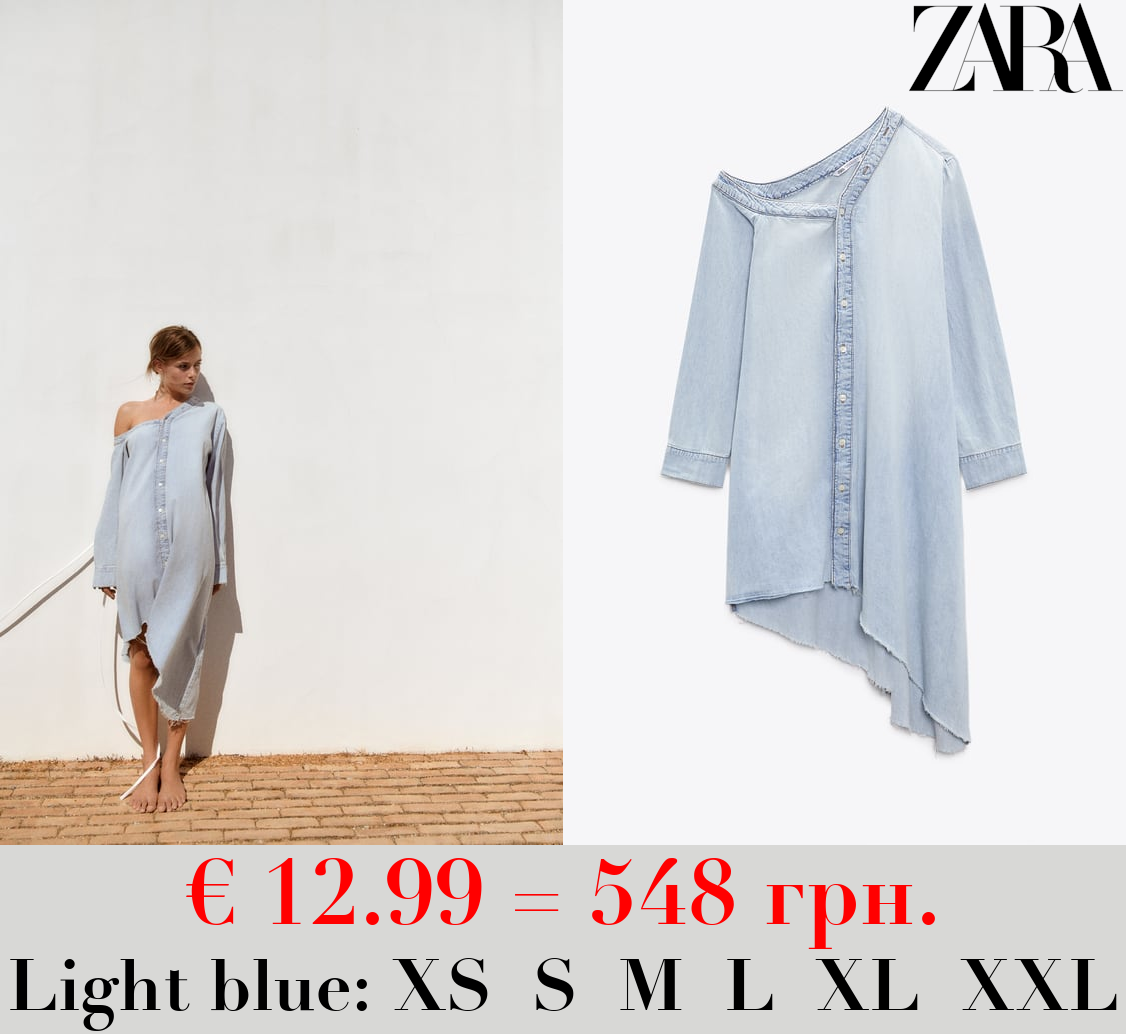 ASYMMETRIC DENIM TRF DRESS