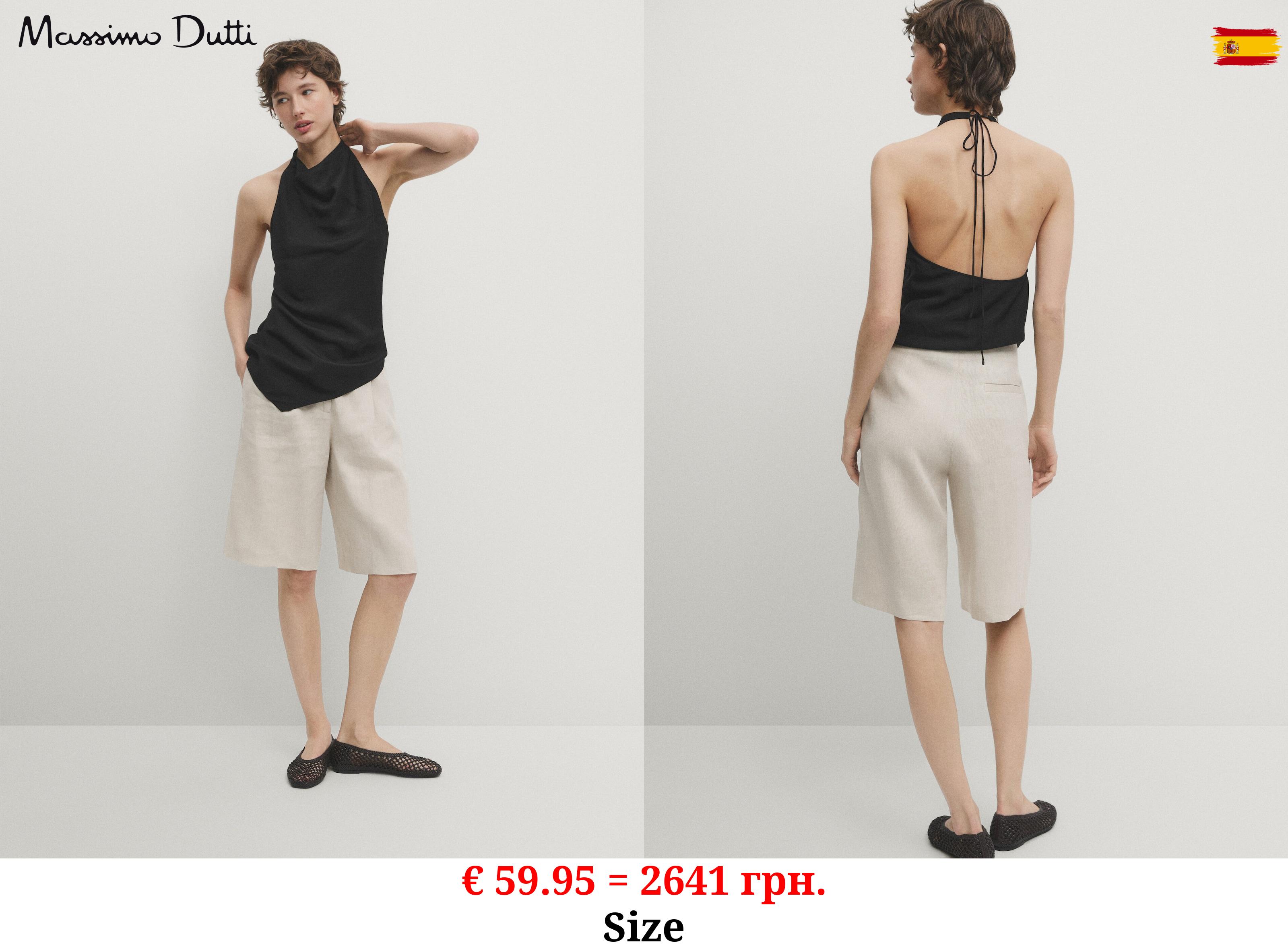 100% linen darted Bermuda shorts SAND