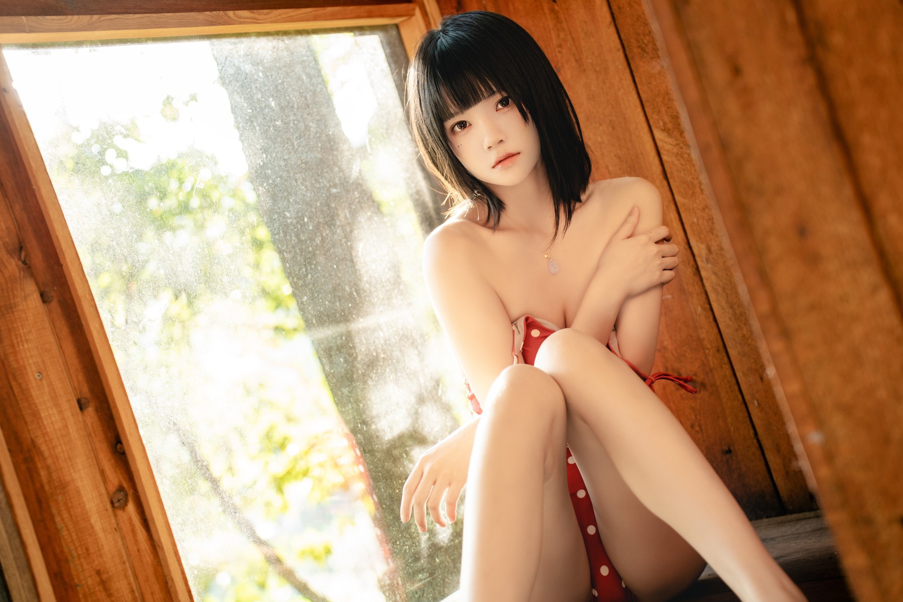 Cosplay 桜桃喵 红波点 Red Polka Dot 42