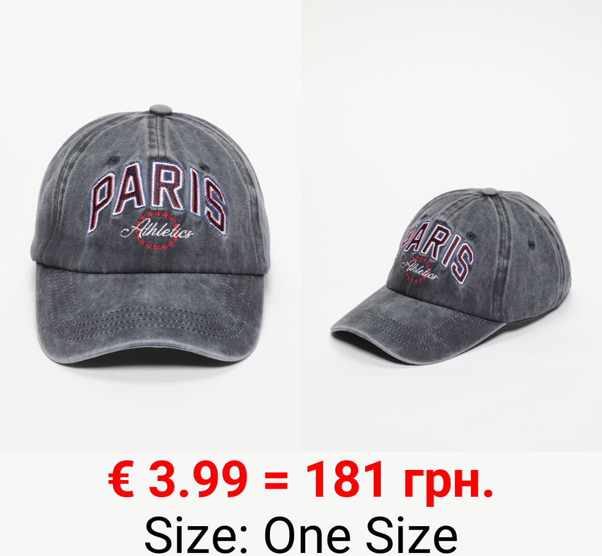 Faded-effect embroidered cap
