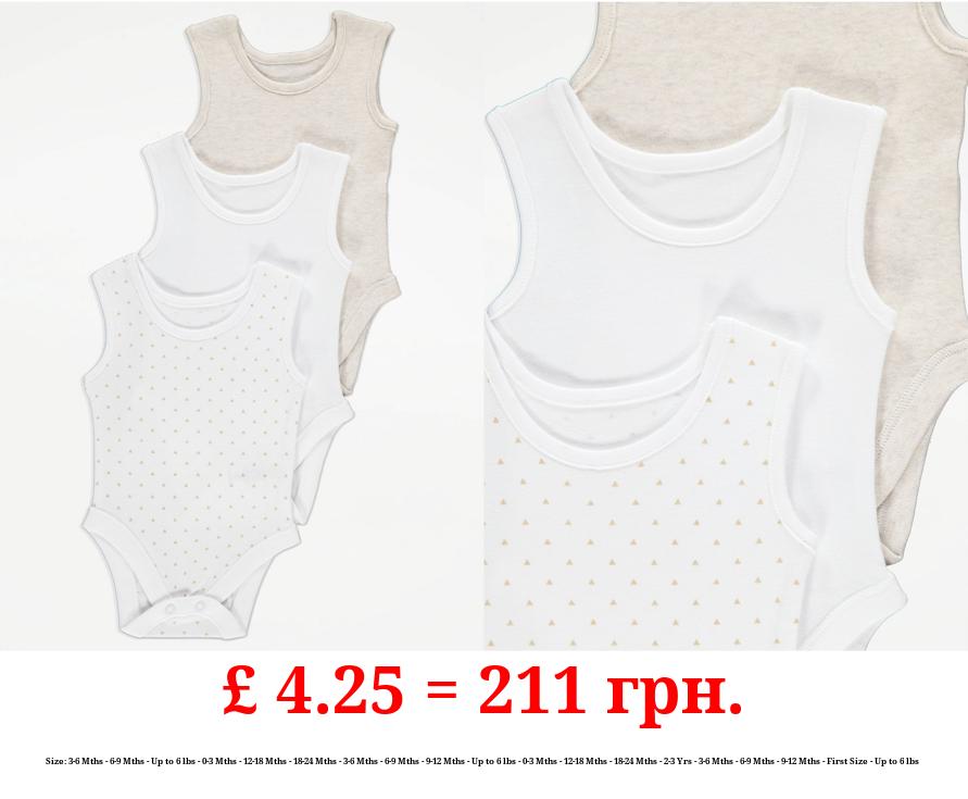 Neutral Sleeveless Bodysuits 3 Pack