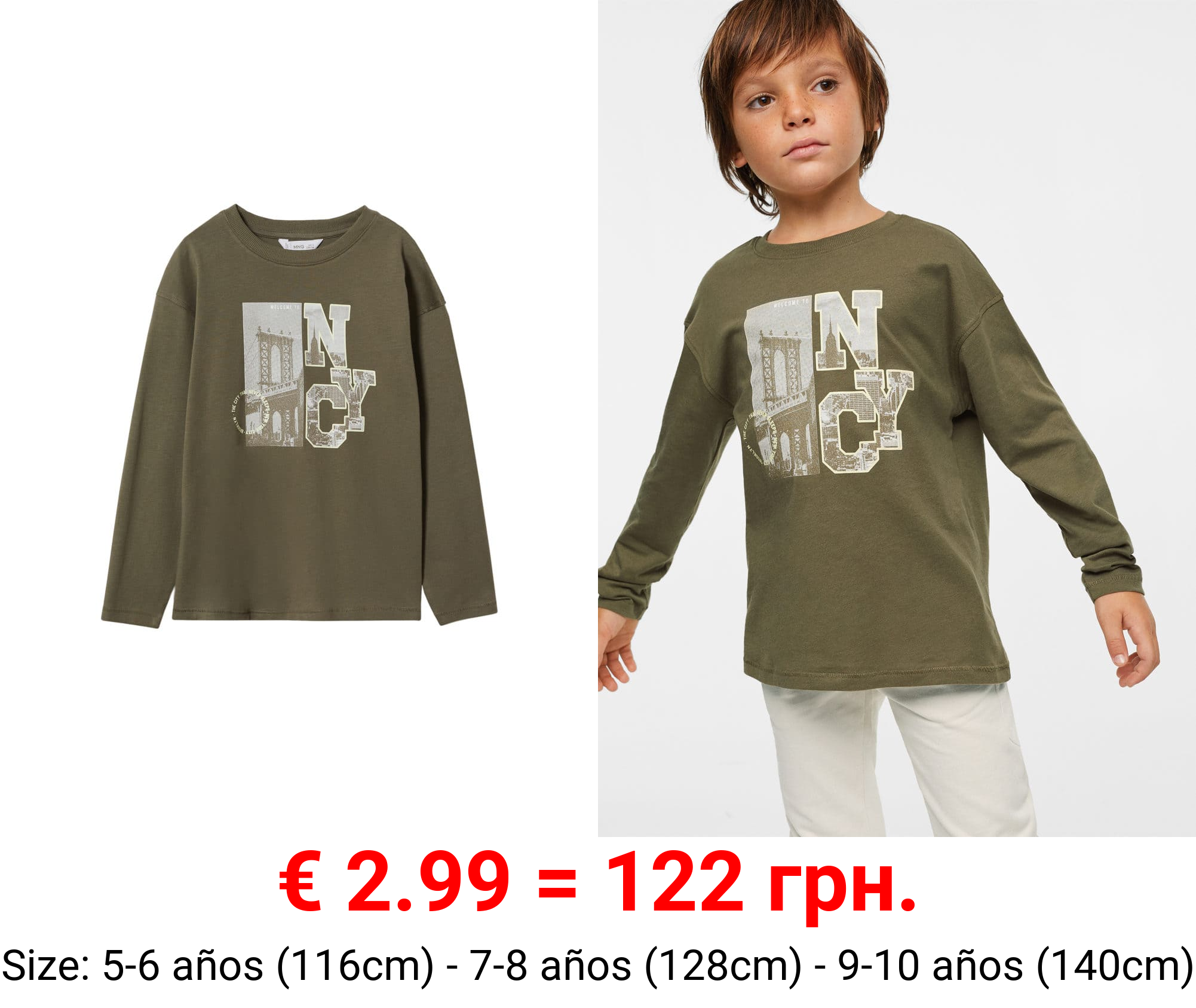 camiseta manga larga estampada