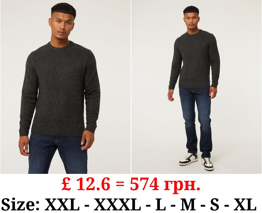 Charcoal Soft Touch Knitted Crew Neck Jumper