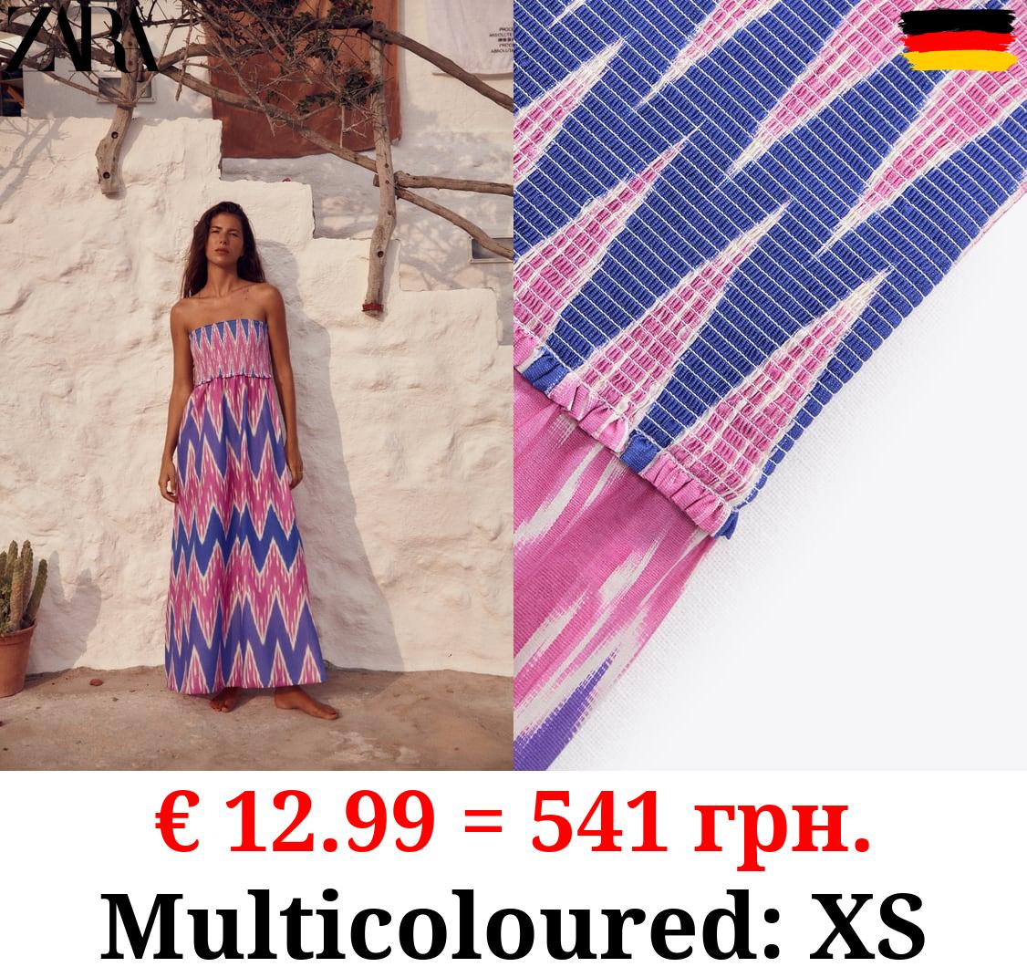 STRAPLESS PRINTED DRESS