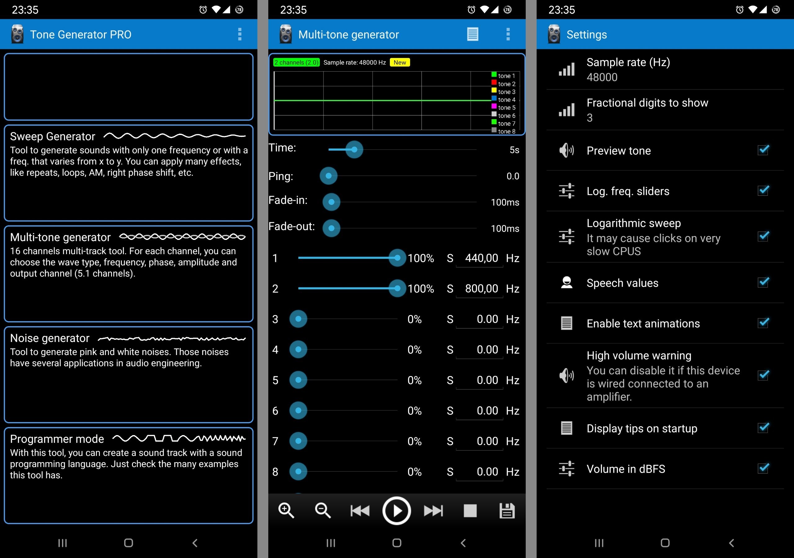 Стандартные звуки на андроид. Мода сигнала. Tone Generator для ПК. Tone Generator Android.
