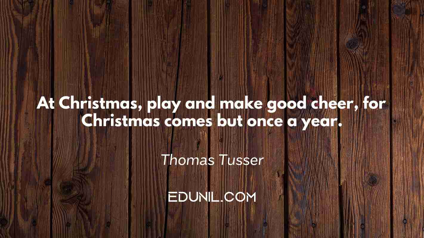 At Christmas, play and make good cheer, for Christmas comes but once a year. - Thomas Tusser

