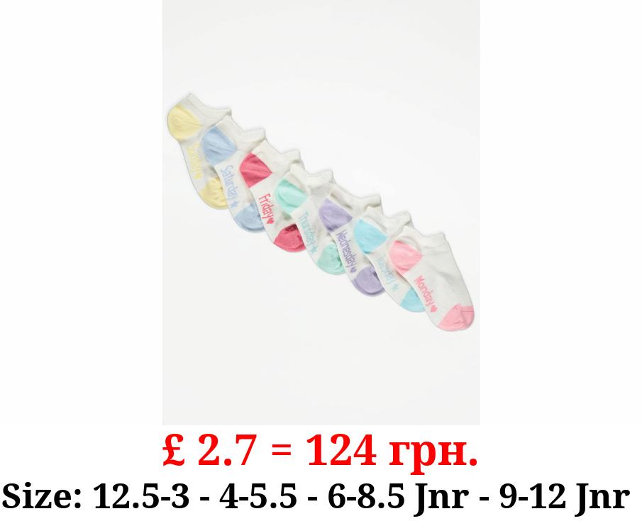 Pastel Days Of The Week Trainer Liner Socks 7 Pack