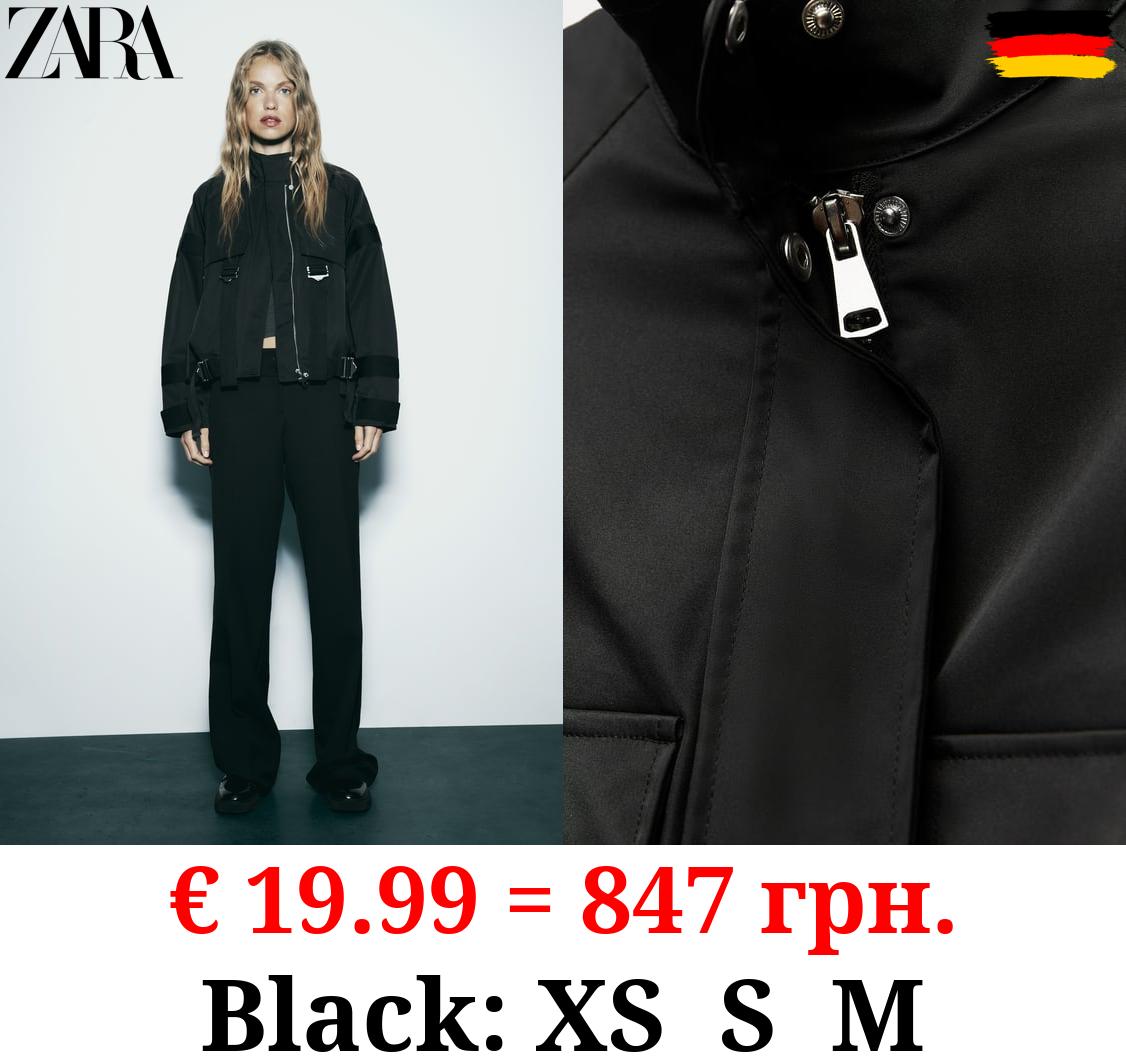 ZW COLLECTION CONTRAST BOMBER JACKET WITH BUCKLES