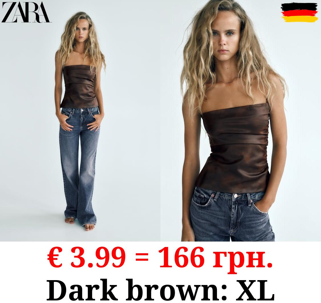 LEATHER EFFECT STRAPLESS TOP