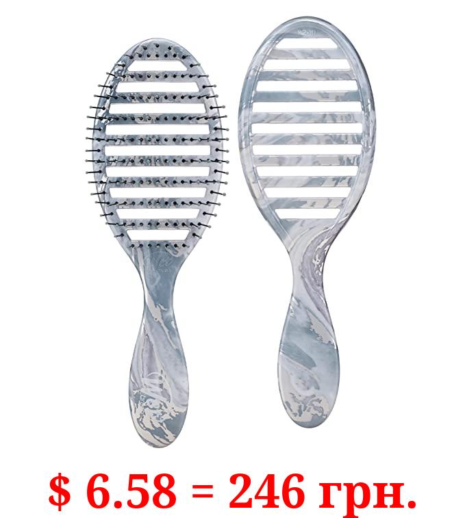 Wet Brush Speed Dry Hair Brush - Metallic Marble, Silver - Vented Design and Ultra Soft HeatFlex Bristles Are Blow Dry Safe With Ergonomic Handle Manages Tangle and Uncontrollable Hair - Pain-Free