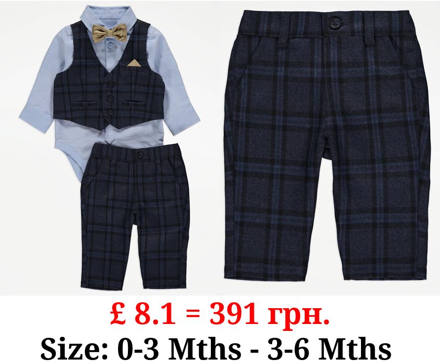 Blue Bodysuit Trousers Waistcoat and Bow Tie Set