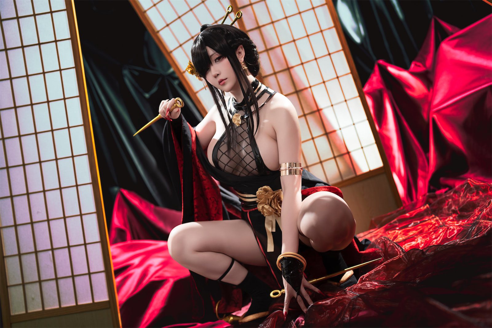 Cosplay 星之迟迟Hoshilily 圣诞节 约尔 同人和风战斗服 1