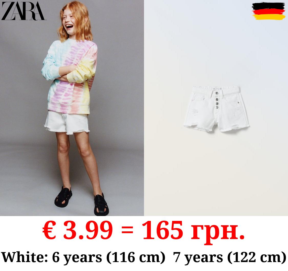 FRAYED DENIM BERMUDA SHORTS