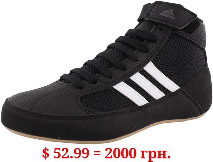 adidas Boy's HVC Wrestling Shoe, Black/White, 3 Little Kid