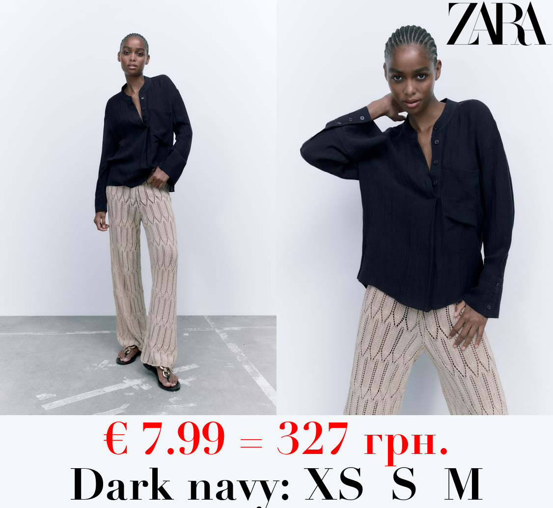 LINEN BLEND BLOUSE WITH POCKET