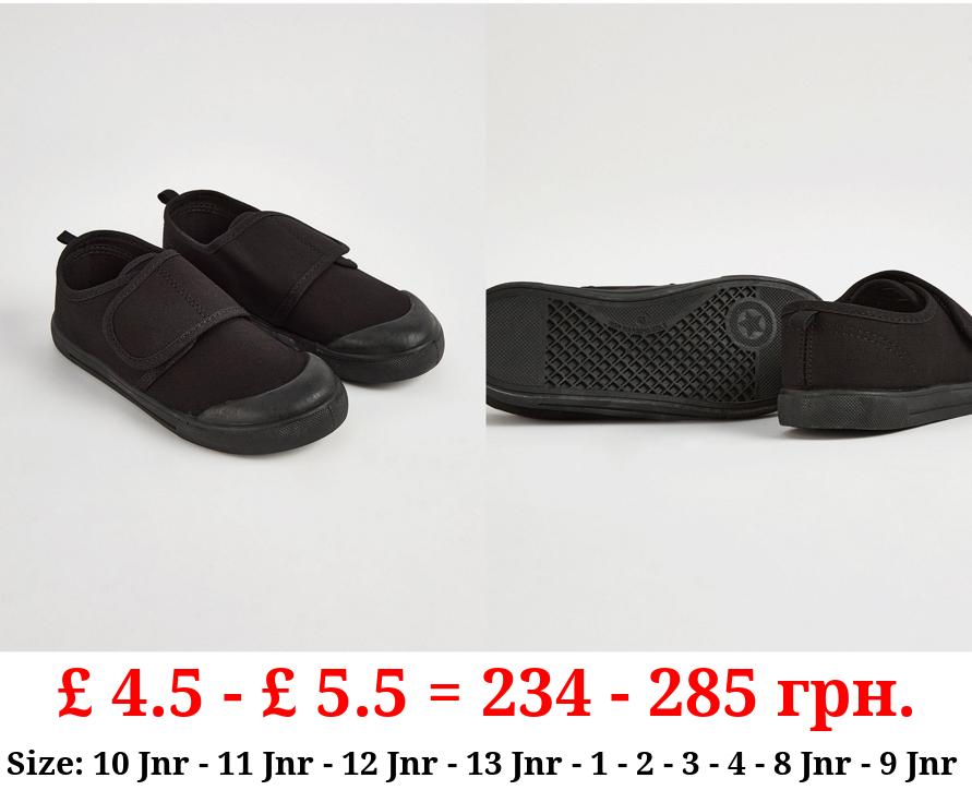 Black Wrap Strap Plimsolls