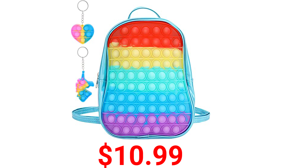 Alexsky Pop Backpack Purse for Girls, Pop Shoulder Bag Fidget for Kids Toddler, Push Popper Bubble Sensory Fidget Toy, Blue