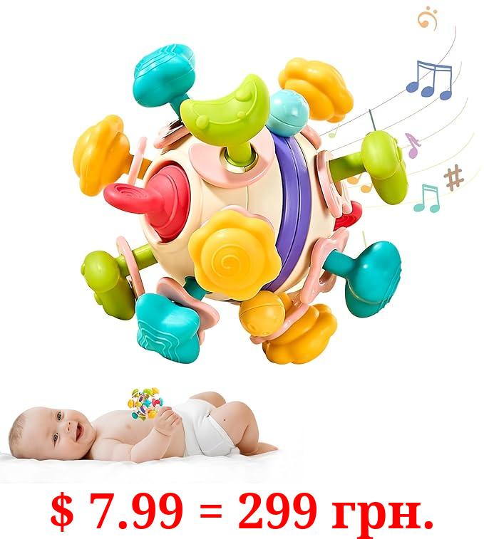 Baby Sensory Teething Toys, Teethers for Babies 0 3 6 9 12 18 Months, Shower Gifts for 1 2 One Two Year Old Girls Boys, Infant Chew Rattles Toys, Newborn Toddler Montessori Learning Developmental Toy