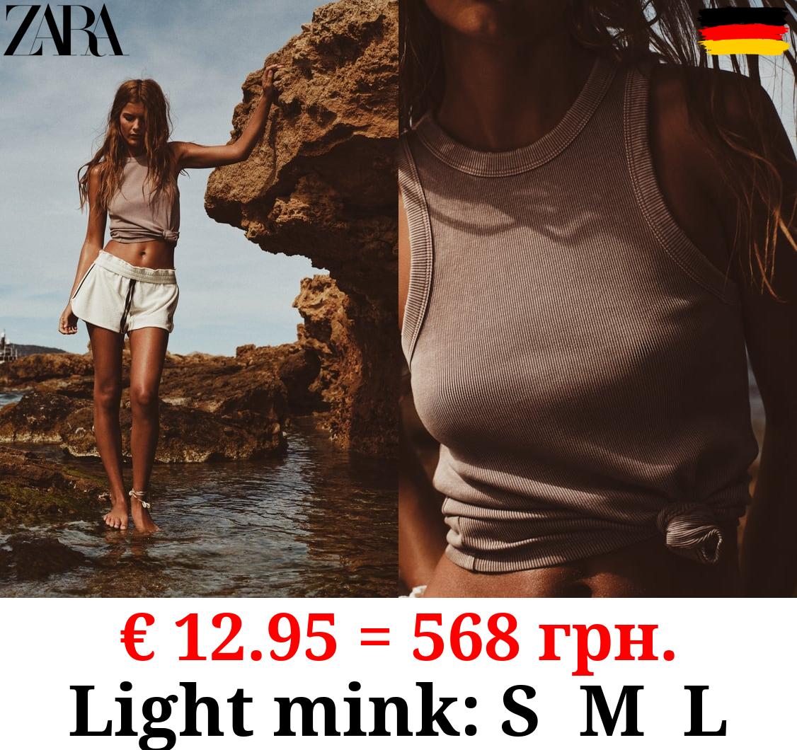 FADED-EFFECT RIB T-SHIRT