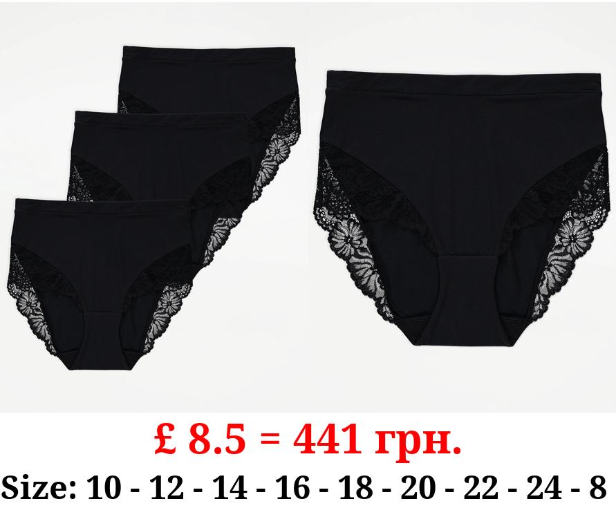 Black Supersoft Full Brief Knickers 3 Pack